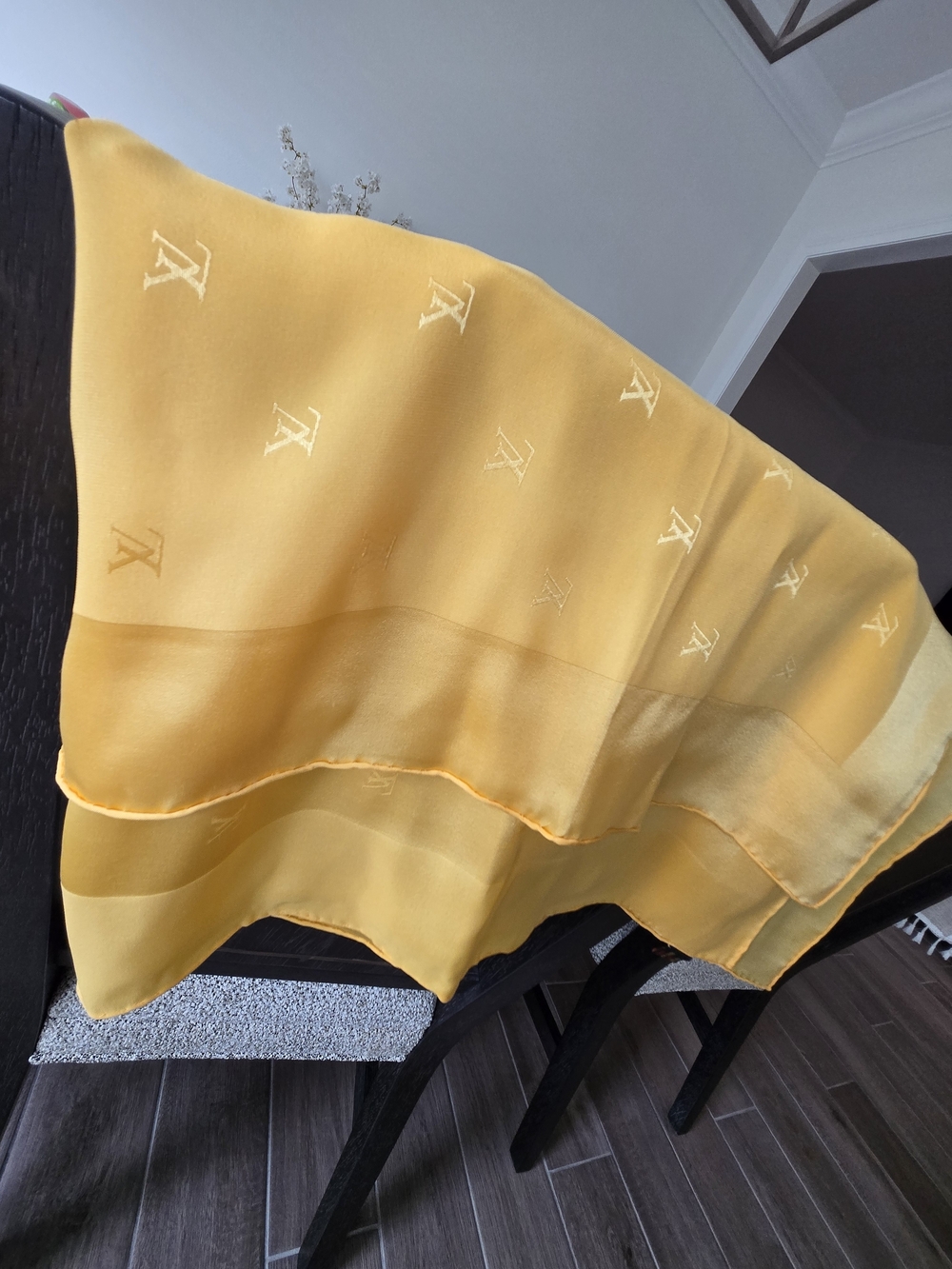 Louis Vuitton Yellow Silk Monogram Scarf